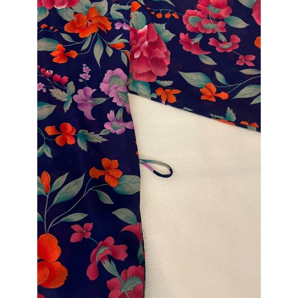 Victoria's Secret Kimono Robe Women's One Size Blue Satin Floral Gold Label VTG - Picture 2 of 12